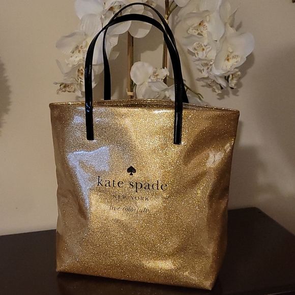 kate spade Handbags - COPY - Kate spade ♠️ glitter gold tote bag !🥰😚💃